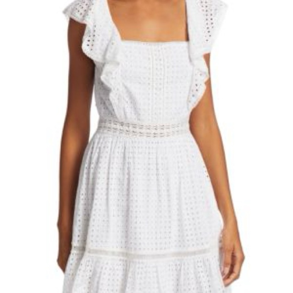 Alice + Olivia White Eyelet Dress